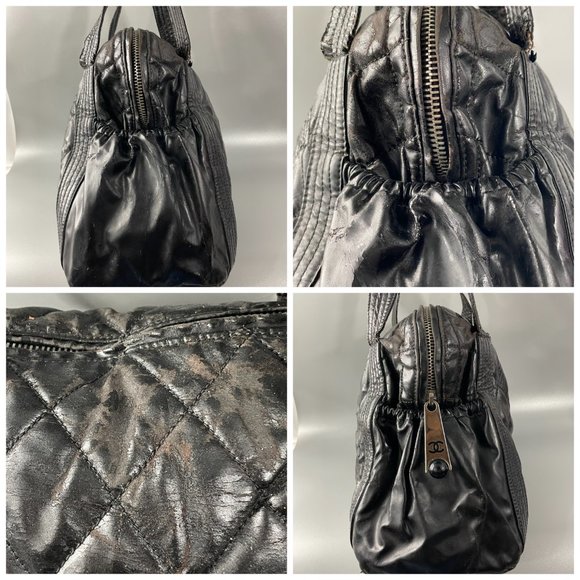 CHANEL Quilted Leather Large CC Shoulder Bag Matelasse Black Vintage - Picture 14 of 15